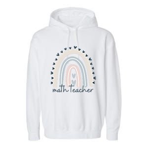 Math Teacher With Rainbow Design Gift Garment-Dyed Fleece Hoodie