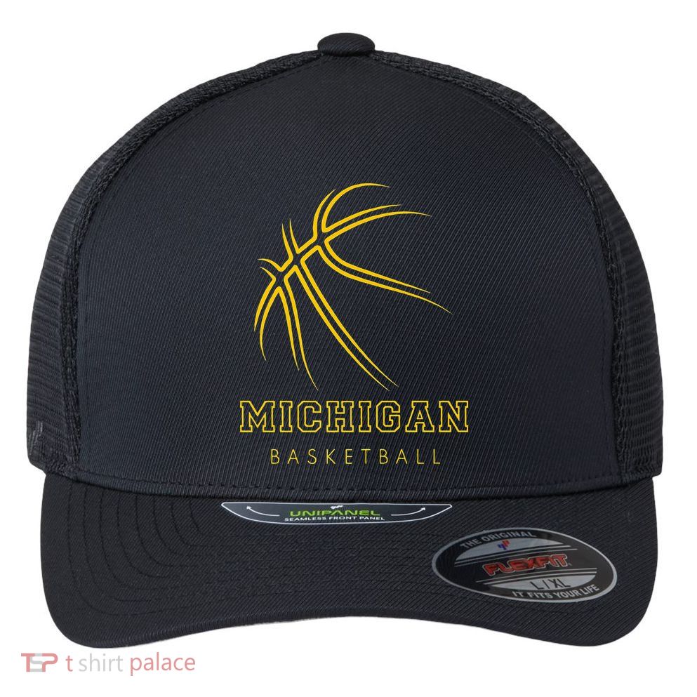 MI The Wolverine State Graphic Art Michigan Basketball Fan Flexfit Unipanel Trucker Cap
