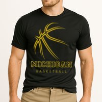MI The Wolverine State Graphic Art Michigan Basketball Fan Cooling Performance Crew T-Shirt