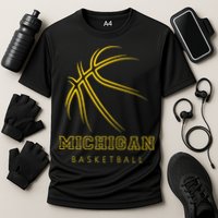 MI The Wolverine State Graphic Art Michigan Basketball Fan Cooling Performance Crew T-Shirt