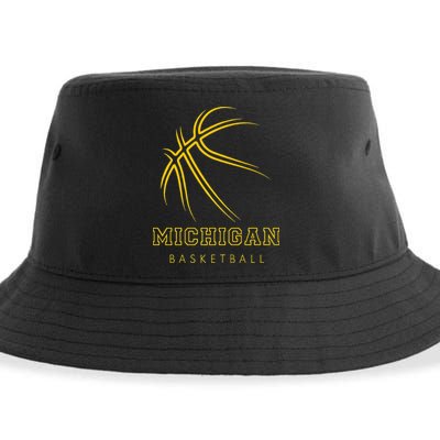 MI The Wolverine State Graphic Art Michigan Basketball Fan Sustainable Bucket Hat