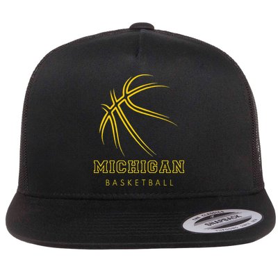 MI The Wolverine State Graphic Art Michigan Basketball Fan Flatbill Hat