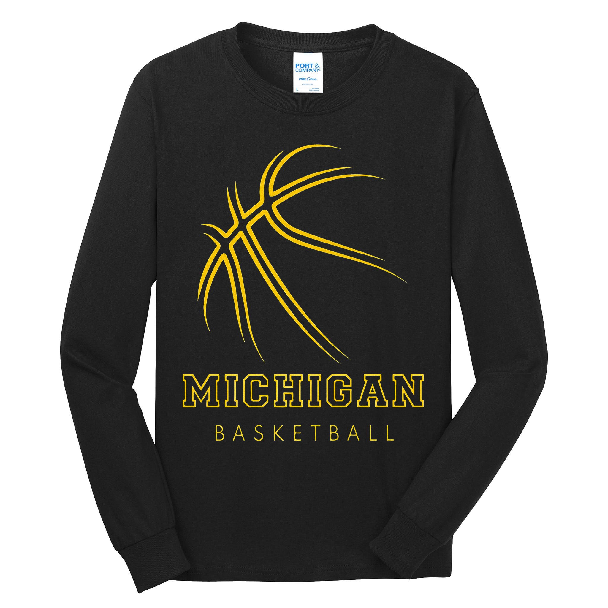 MI The Wolverine State Graphic Art Michigan Basketball Fan Tall Long Sleeve T-Shirt