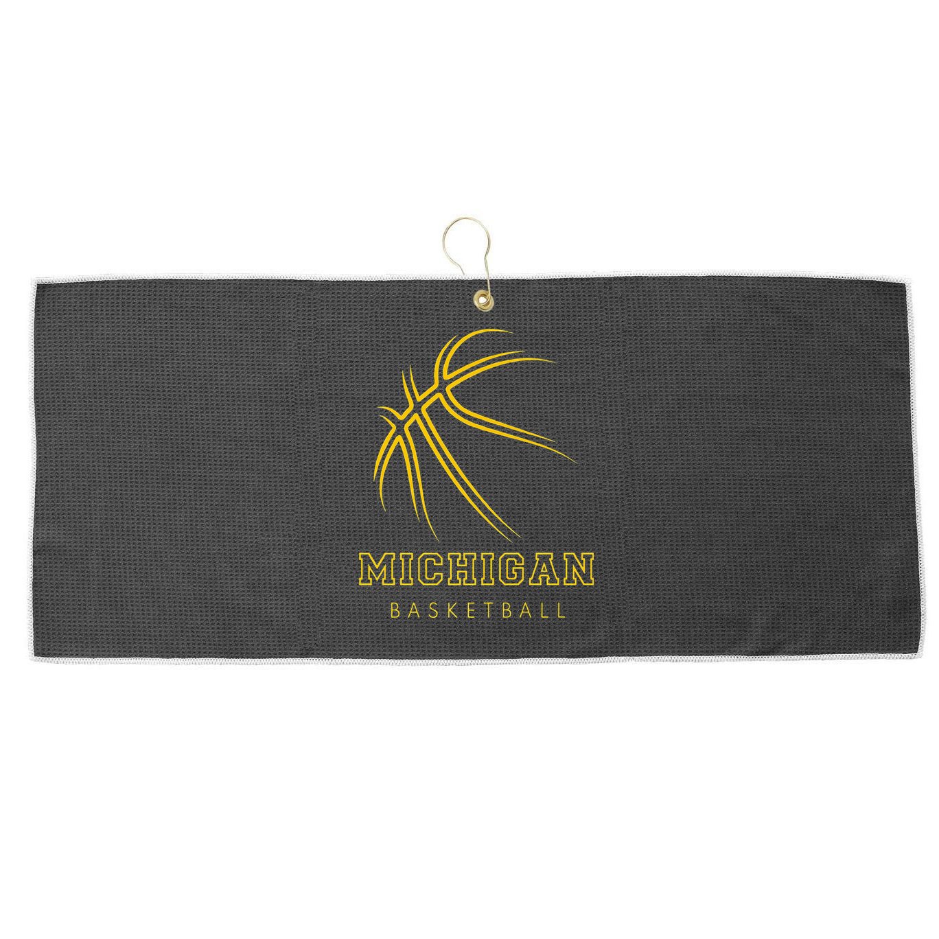 MI The Wolverine State Graphic Art Michigan Basketball Fan Large Microfiber Waffle Golf Towel