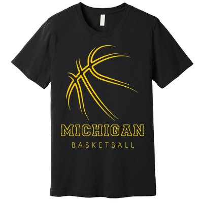 MI The Wolverine State Graphic Art Michigan Basketball Fan Premium T-Shirt