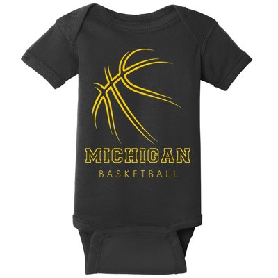 MI The Wolverine State Graphic Art Michigan Basketball Fan Baby Bodysuit