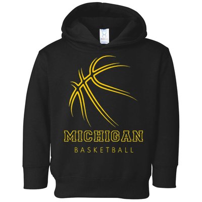 MI The Wolverine State Graphic Art Michigan Basketball Fan Toddler Hoodie