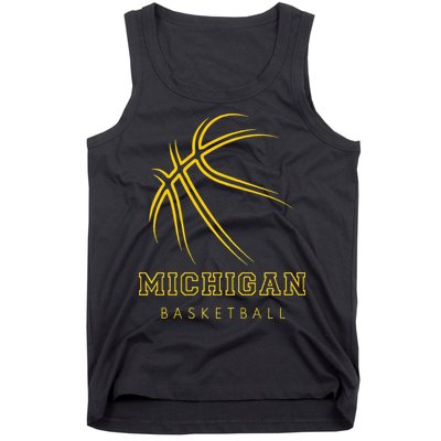 MI The Wolverine State Graphic Art Michigan Basketball Fan Tank Top
