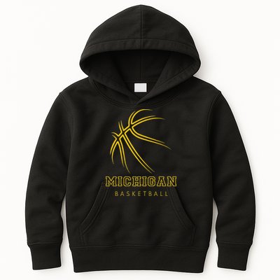 MI The Wolverine State Graphic Art Michigan Basketball Fan Kids Hoodie