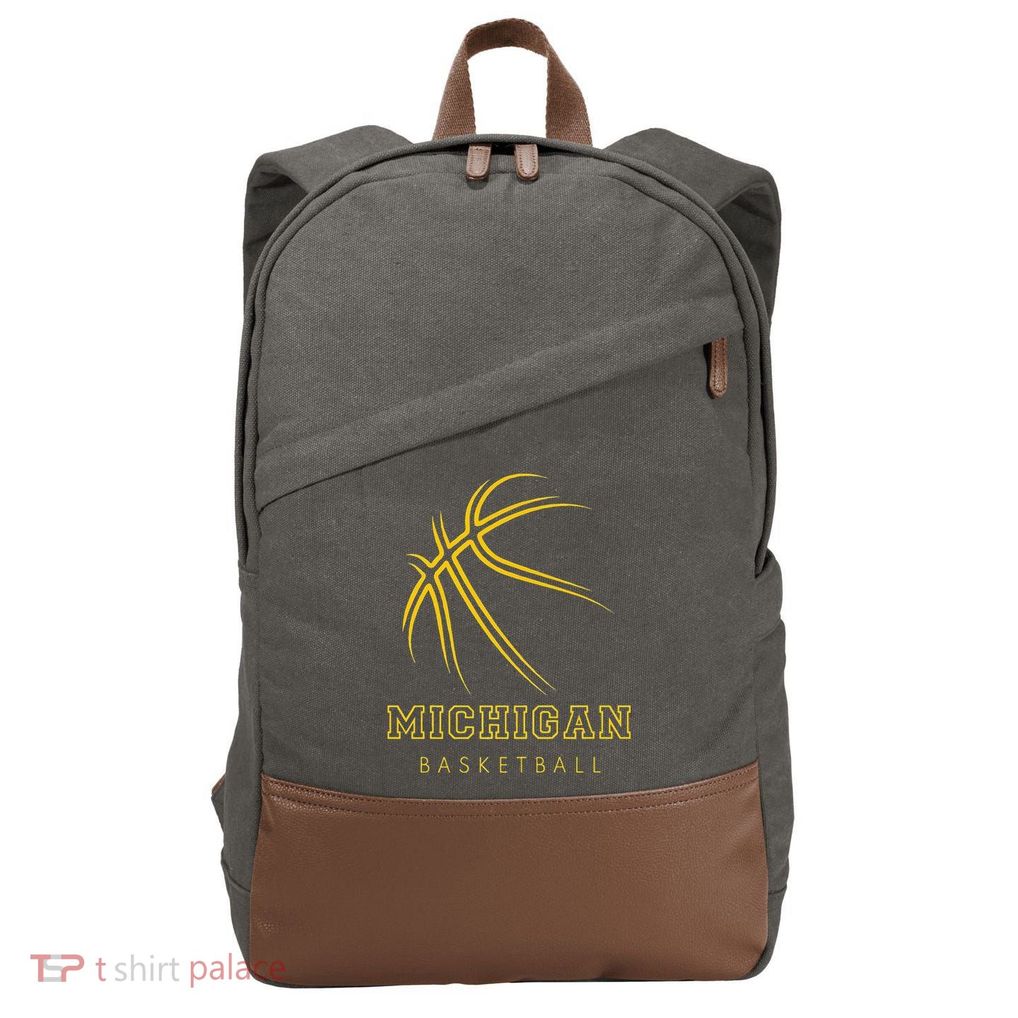 MI The Wolverine State Graphic Art Michigan Basketball Fan Cotton Canvas Backpack