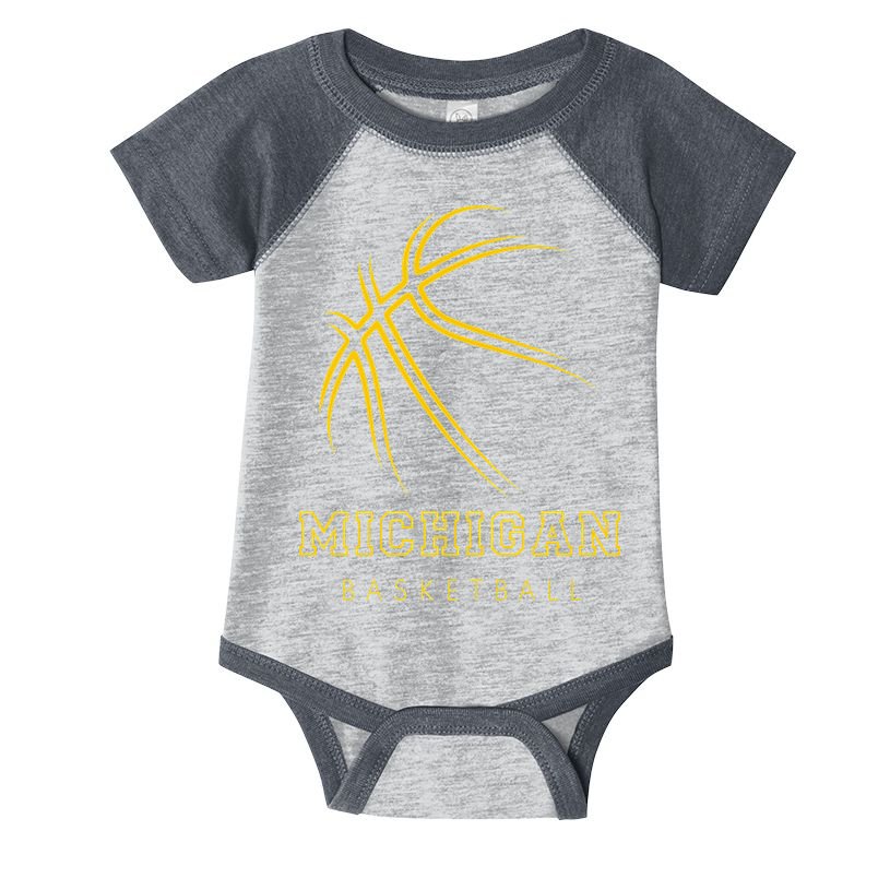MI The Wolverine State Graphic Art Michigan Basketball Fan Infant Baby Jersey Bodysuit