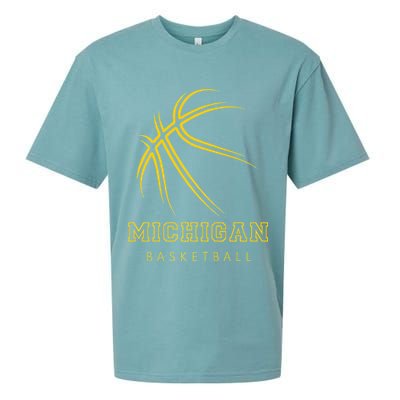 MI The Wolverine State Graphic Art Michigan Basketball Fan Sueded Cloud Jersey T-Shirt