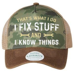 Mechanic Thats What I Do I Fix Stuff And I Know Things Legacy Tie Dye Trucker Hat