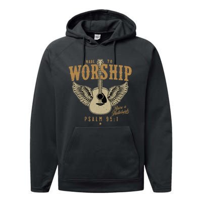 Made To Worship Psalm 95 Faith Christian Bible Verse Performance Fleece Hoodie