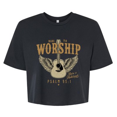 Made To Worship Psalm 95 Faith Christian Bible Verse Bella+Canvas Jersey Crop Tee