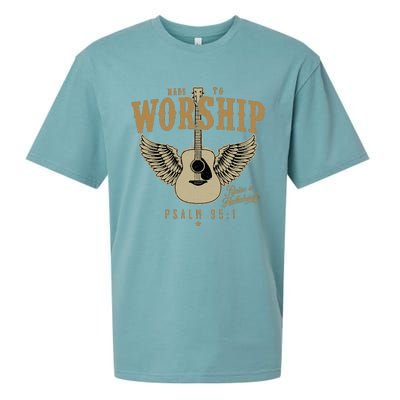 Made To Worship Psalm 95 Faith Christian Bible Verse Sueded Cloud Jersey T-Shirt