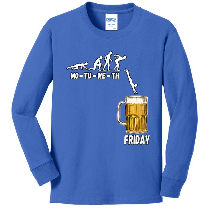 Monday Tuesday Wednesday Thursday Friday Beer Gift Kids Long Sleeve Shirt