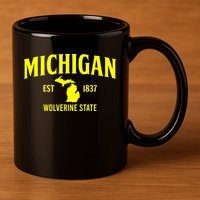 Michigan The Wolverines State 11oz C Handle Ceramic Mug