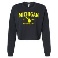 Michigan The Wolverines State Cropped Pullover Crew