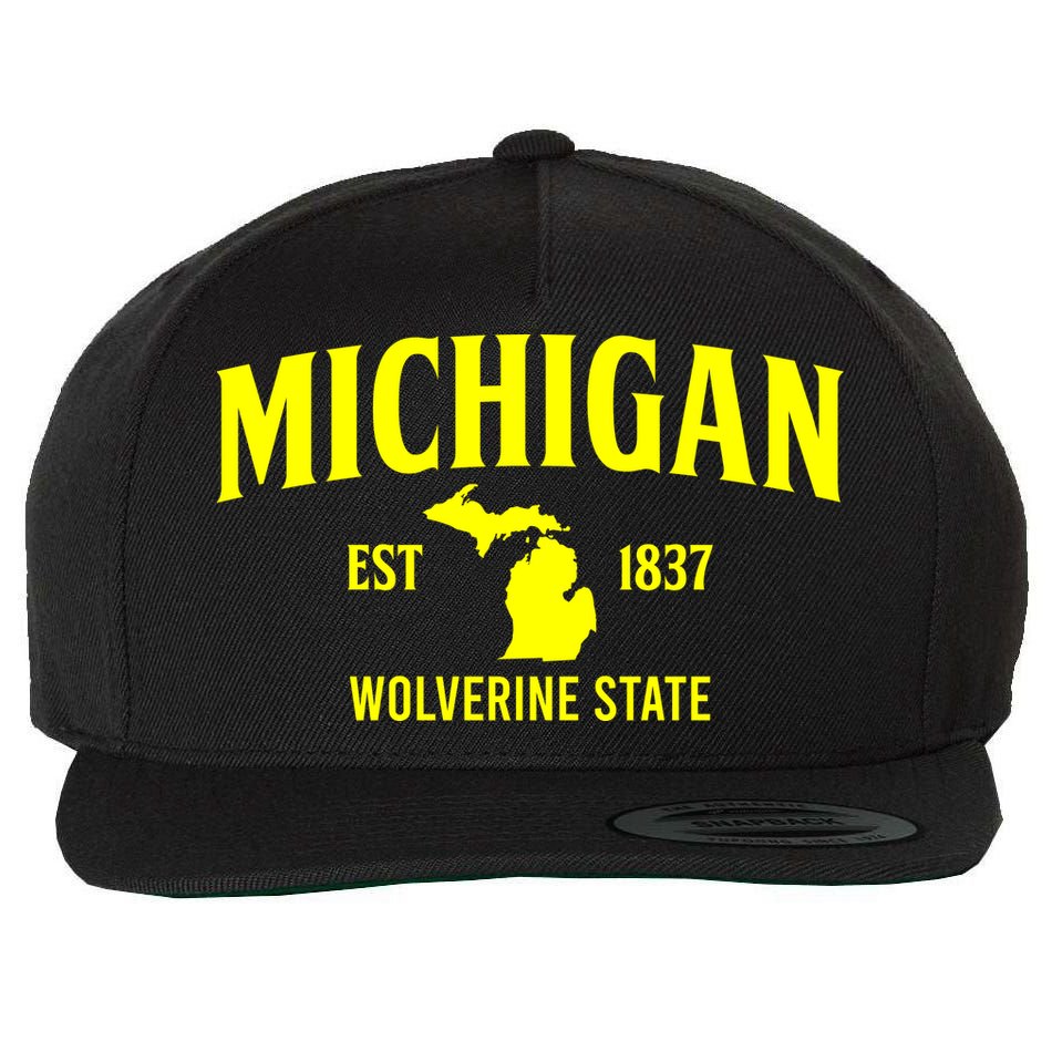 Michigan The Wolverines State Wool Snapback Cap
