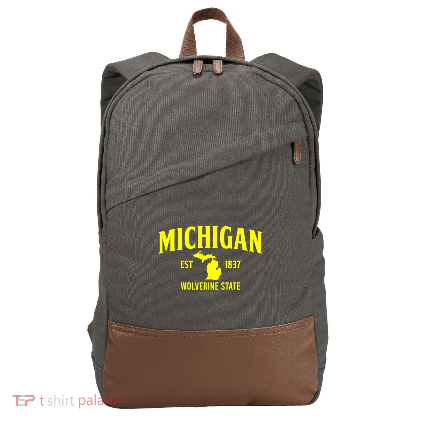 Michigan The Wolverines State Cotton Canvas Backpack