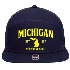 Michigan The Wolverines State 7 Panel Mesh Trucker Snapback Hat