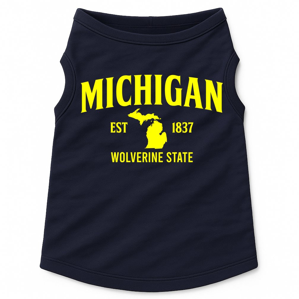 Michigan The Wolverines State Doggie Tank
