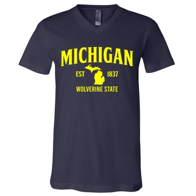 Michigan The Wolverines State V-Neck T-Shirt