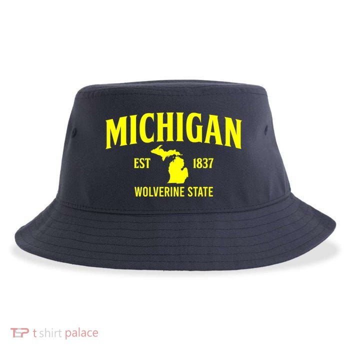Michigan The Wolverines State Sustainable Bucket Hat