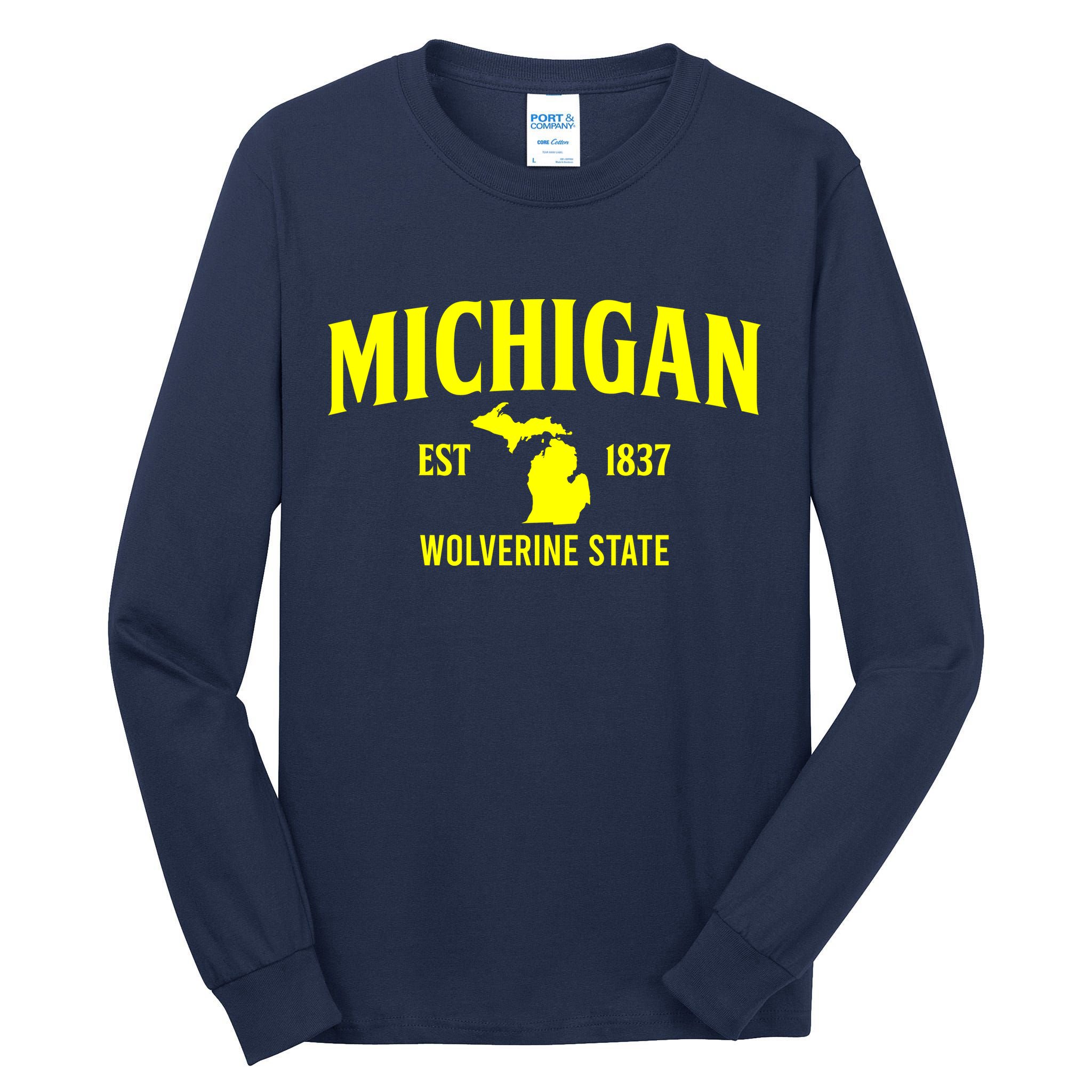 Michigan The Wolverines State Tall Long Sleeve T-Shirt