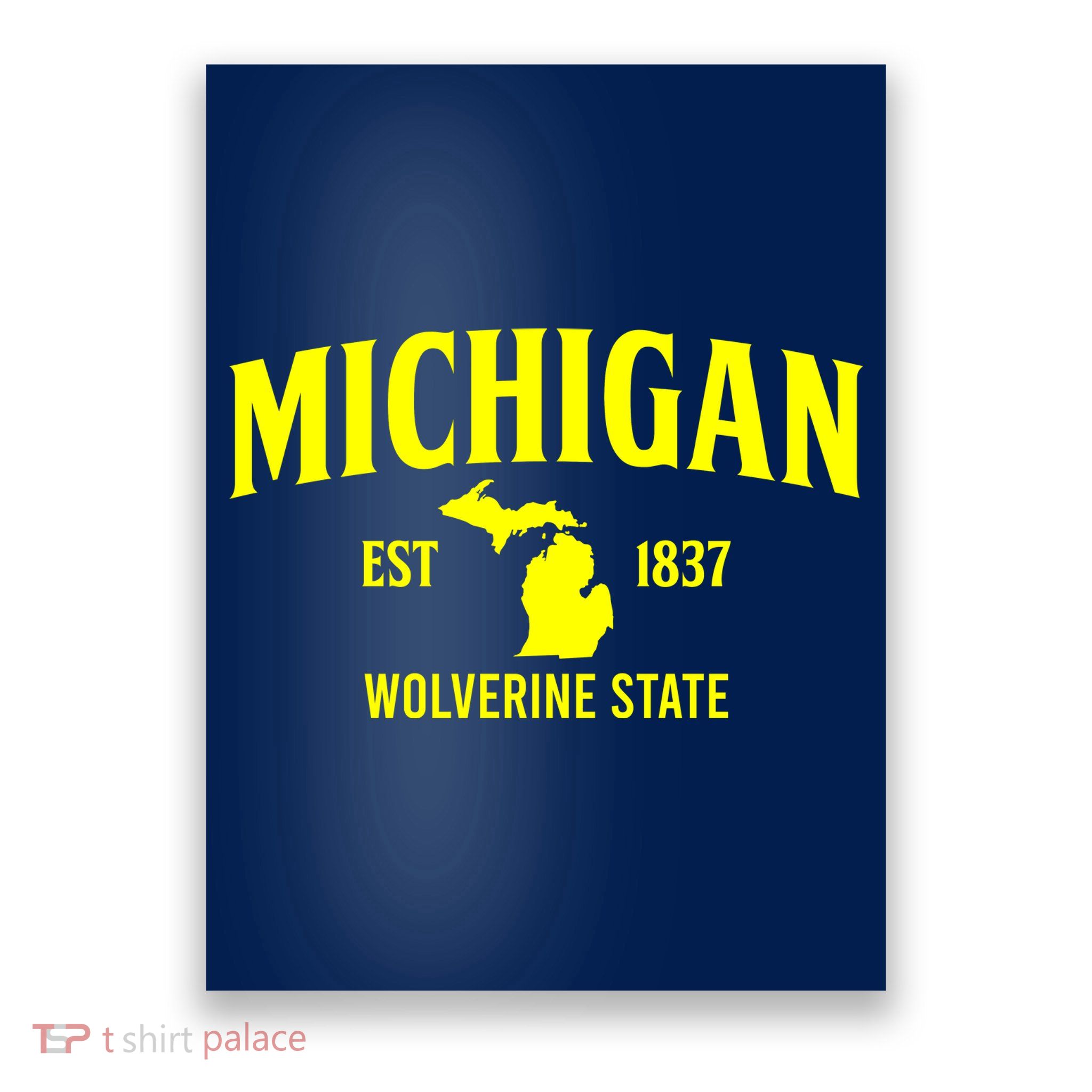 Michigan The Wolverines State Poster