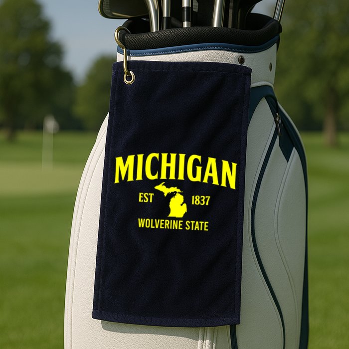 Michigan The Wolverines State Golf Towel