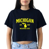 Michigan The Wolverines State Women's Crop Top Tee
