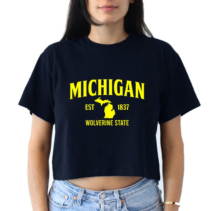 Michigan The Wolverines State Women's Crop Top Tee