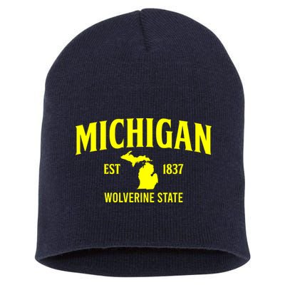 Michigan The Wolverines State Short Acrylic Beanie
