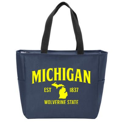 Michigan The Wolverines State Zip Tote Bag