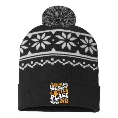 Making The World Better Since 2012 Birthday USA-Made Snowflake Beanie