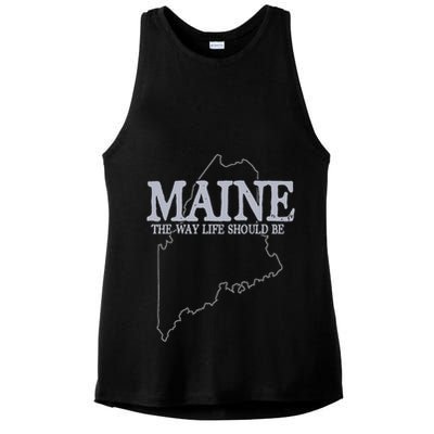 Maine The Way Life Should Be State Pride Ladies PosiCharge Tri-Blend Wicking Tank