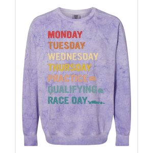 Mon Tue Wed Thu Practice Qualifying Race Day Colorblast Crewneck Sweatshirt