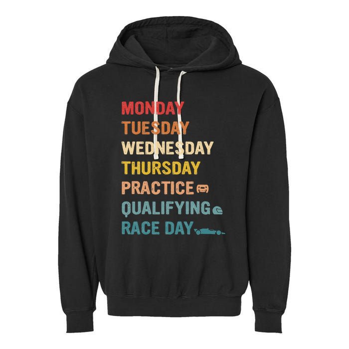 Mon Tue Wed Thu Practice Qualifying Race Day Garment-Dyed Fleece Hoodie