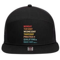 Mon Tue Wed Thu Practice Qualifying Race Day 7 Panel Mesh Trucker Snapback Hat