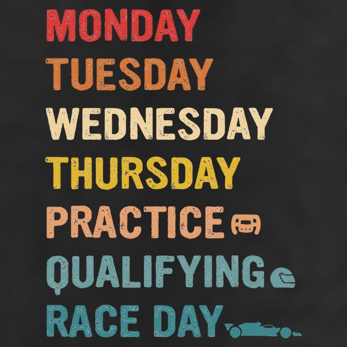 Mon Tue Wed Thu Practice Qualifying Race Day 7 Panel Mesh Trucker Snapback Hat