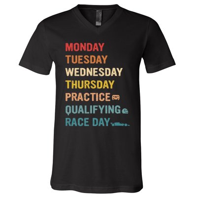 Mon Tue Wed Thu Practice Qualifying Race Day V-Neck T-Shirt