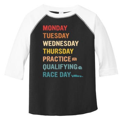Mon Tue Wed Thu Practice Qualifying Race Day Toddler Fine Jersey T-Shirt