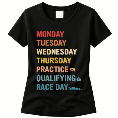 Mon Tue Wed Thu Practice Qualifying Race Day Womens T-Shirt