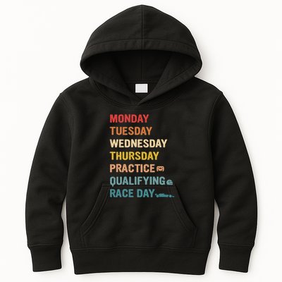 Mon Tue Wed Thu Practice Qualifying Race Day Kids Hoodie