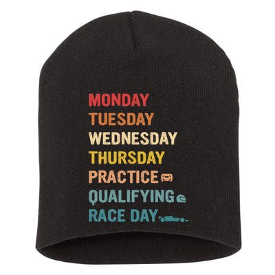 Mon Tue Wed Thu Practice Qualifying Race Day Short Acrylic Beanie