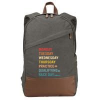 Mon Tue Wed Thu Practice Qualifying Race Day Cotton Canvas Backpack