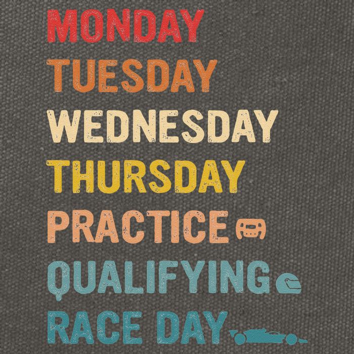 Mon Tue Wed Thu Practice Qualifying Race Day Cotton Canvas Backpack