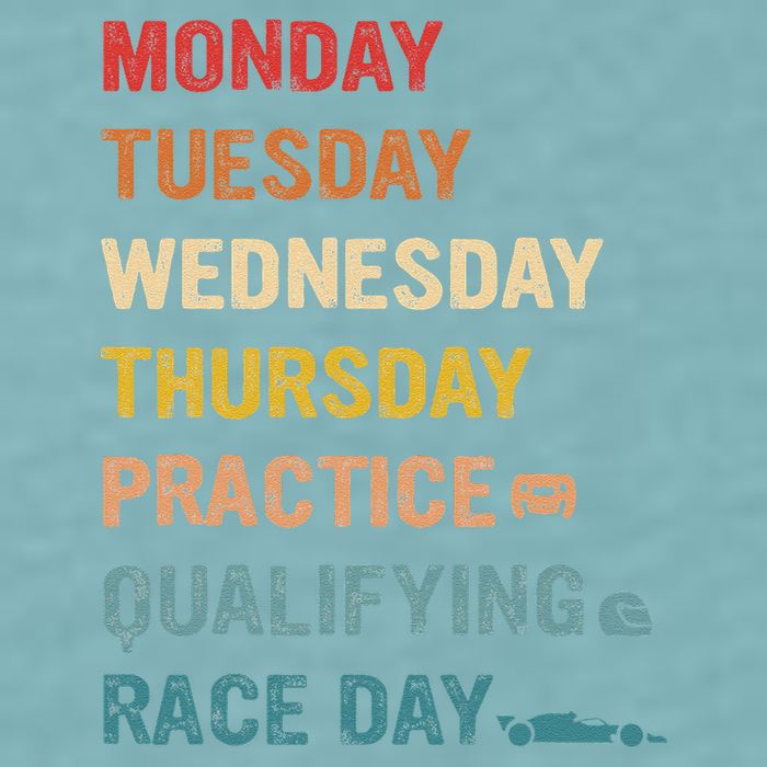 Mon Tue Wed Thu Practice Qualifying Race Day Sueded Cloud Jersey T-Shirt
